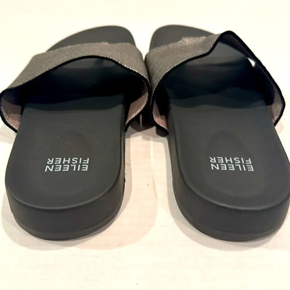 Eileen Fisher Metallic Black Sandals - Picture 9 of 10
